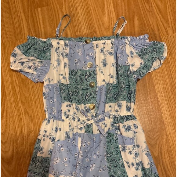 Urban Kids Med Patchwork Floral Jumpsuit With Button Front & Ruffled Sleeves - Picture 2 of 7